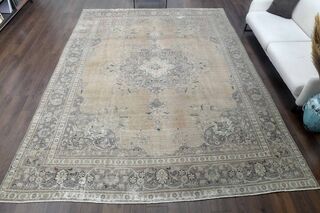 Neutral Persian Antique Wool Carpet - Thumbnail