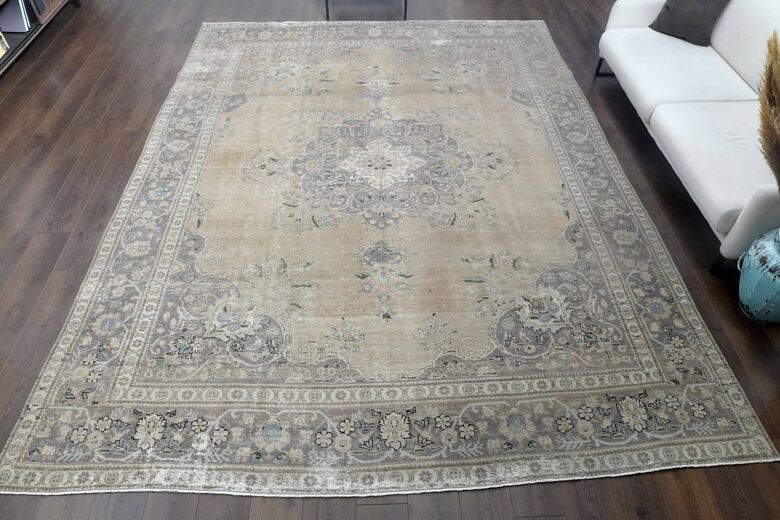Neutral Persian Antique Wool Carpet