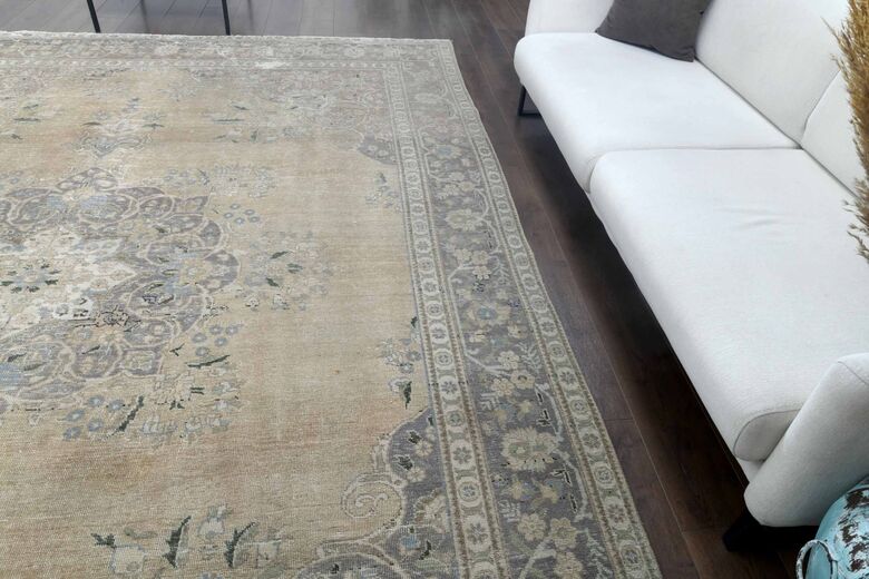 Neutral Persian Antique Wool Carpet