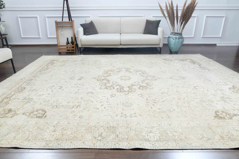 Neutral Persian Vintage Wool Carpet
