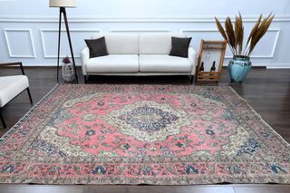 Original Pink Vintage Persian Area Rug - Thumbnail
