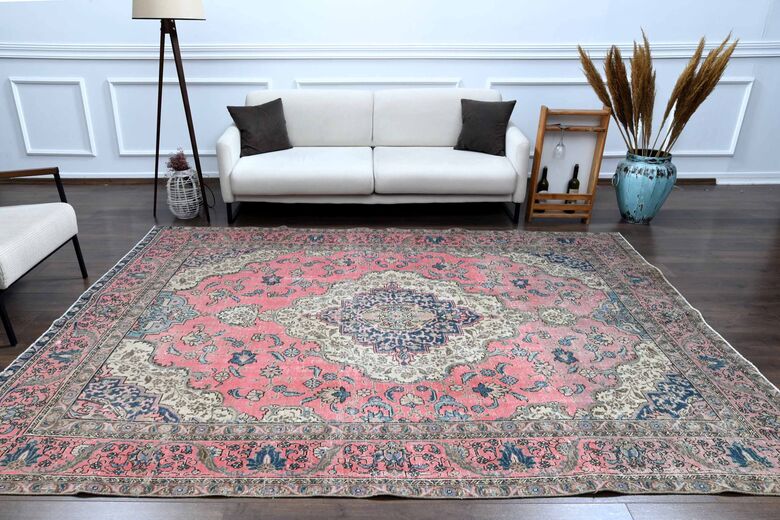 Original Pink Vintage Persian Area Rug