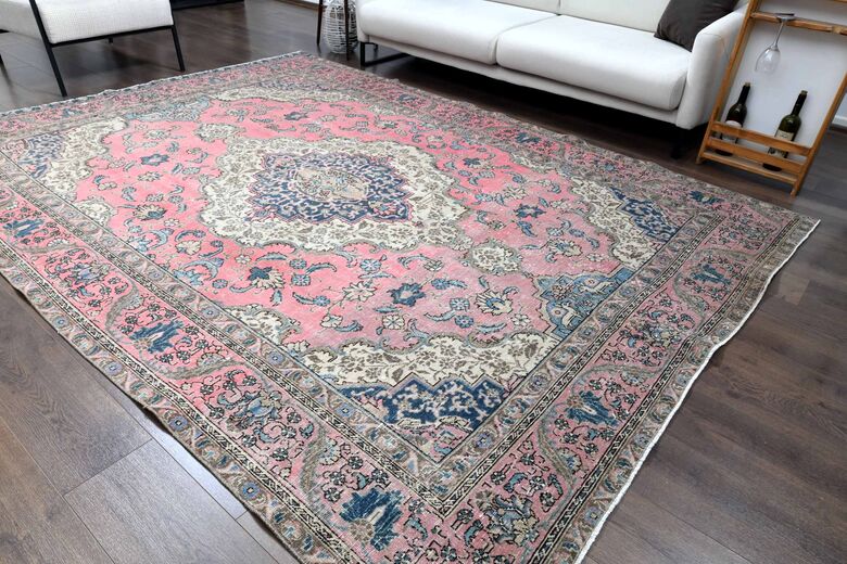 Original Pink Vintage Persian Area Rug