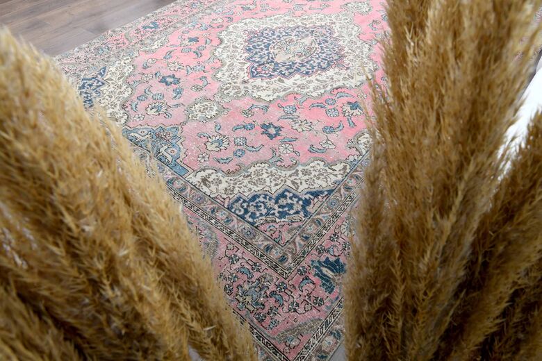 Original Pink Vintage Persian Area Rug