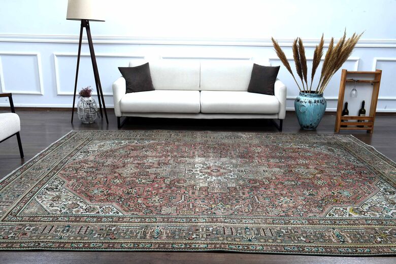 Original Pink Vintage Persian Area Rug