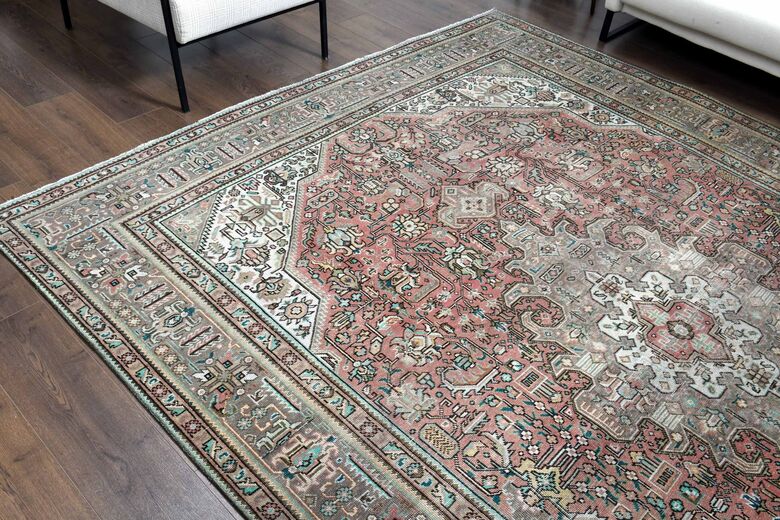 Original Pink Vintage Persian Area Rug