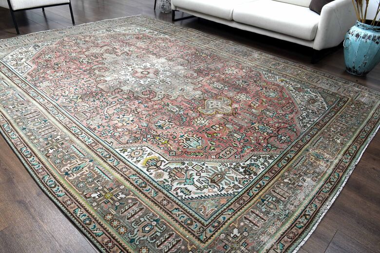 Original Pink Vintage Persian Area Rug