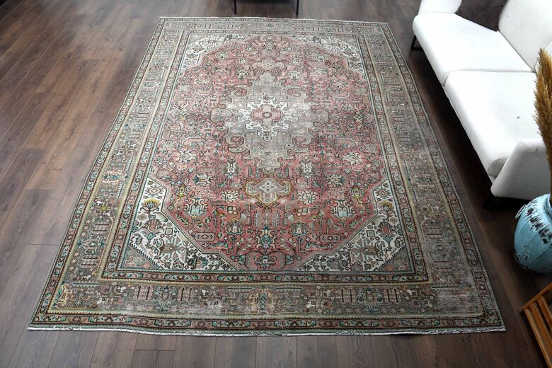 Original Pink Vintage Persian Area Rug