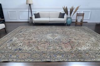 Oushak Hand-Knotted 9x13 Wool Persian Rug - Thumbnail
