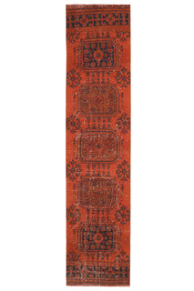 Red Vintage Floral Runner Rug - Thumbnail