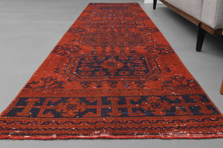 Red Vintage Floral Runner Rug - Thumbnail