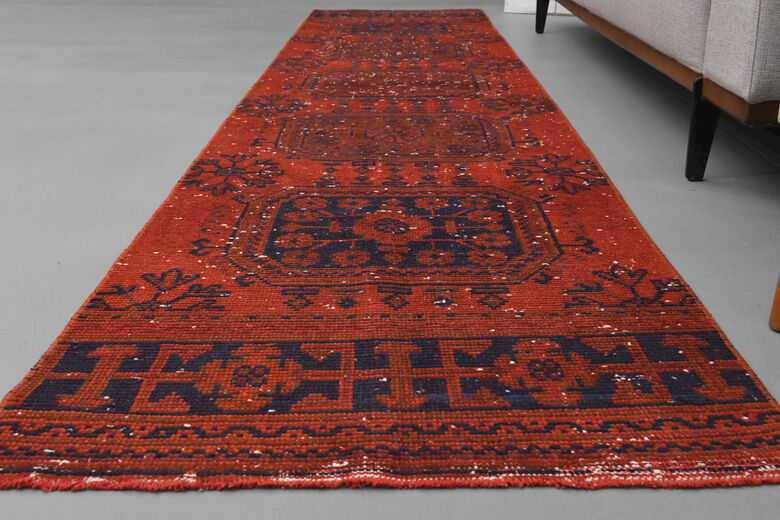 Red Vintage Floral Runner Rug