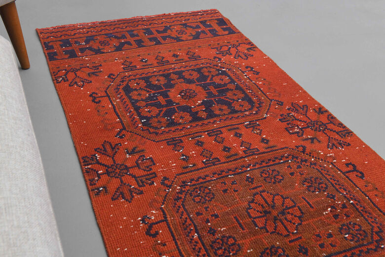 Red Vintage Floral Runner Rug