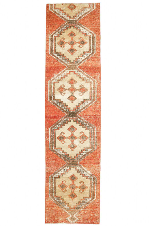 Brick Red Oushak Runner Rug