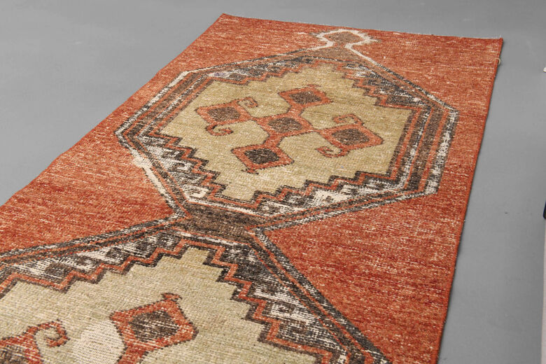 Brick Red Oushak Runner Rug