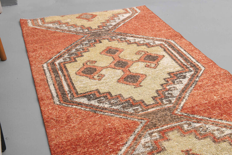 Brick Red Oushak Runner Rug