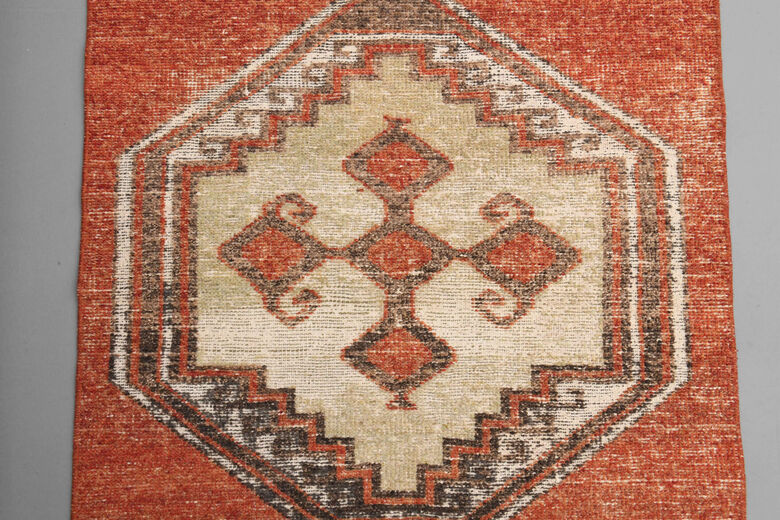 Brick Red Oushak Runner Rug