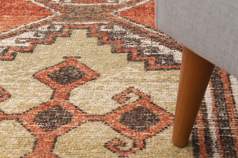 Brick Red Oushak Runner Rug