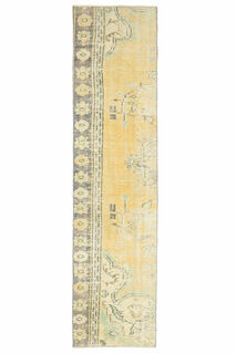 2x8 Mustard Oushak Narrow Runner Rug - Thumbnail