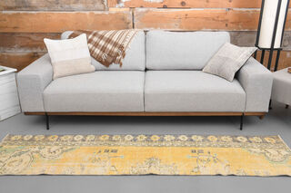 2x8 Mustard Oushak Narrow Runner Rug - Thumbnail