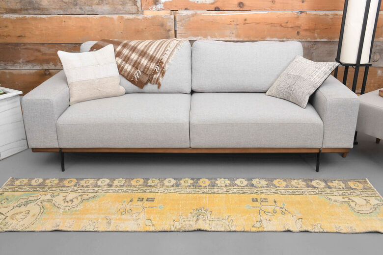 2x8 Mustard Oushak Narrow Runner Rug