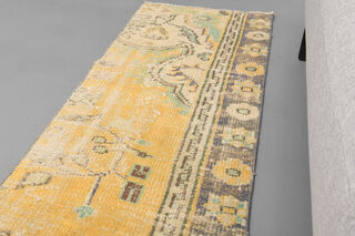 2x8 Mustard Oushak Narrow Runner Rug - Thumbnail