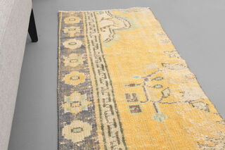 2x8 Mustard Oushak Narrow Runner Rug - Thumbnail