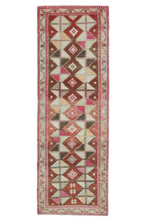 Unique Modern Patterned Vintage Runner Rug - Thumbnail