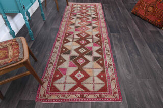 Unique Modern Patterned Vintage Runner Rug - Thumbnail