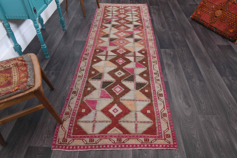 Unique Modern Patterned Vintage Runner Rug