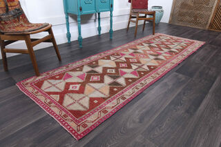 Unique Modern Patterned Vintage Runner Rug - Thumbnail