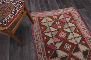 Unique Modern Patterned Vintage Runner Rug - Thumbnail