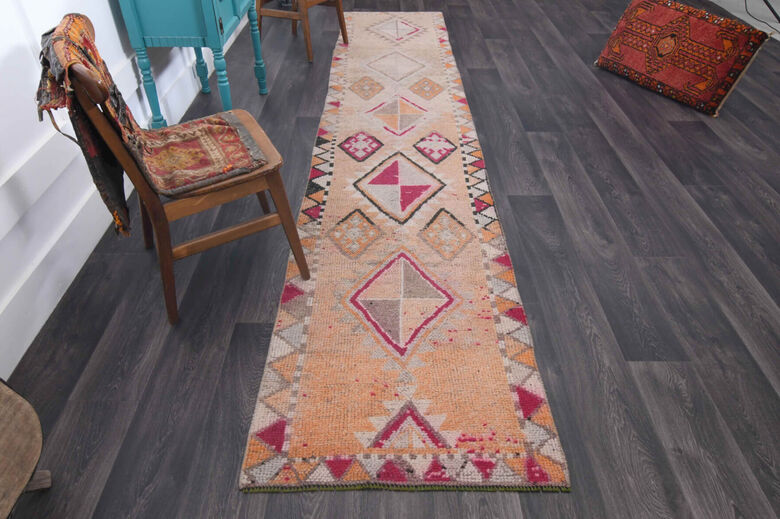 Muted Colored 1960's Vintage Runner Rug