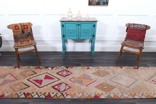 Muted Colored 1960's Vintage Runner Rug - Thumbnail