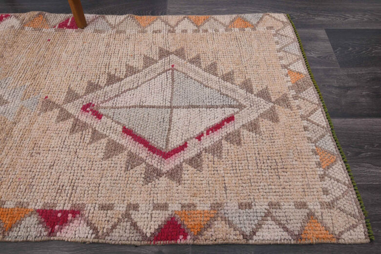 Muted Colored 1960's Vintage Runner Rug