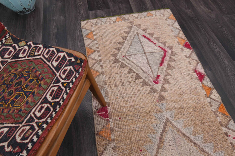 Muted Colored 1960's Vintage Runner Rug