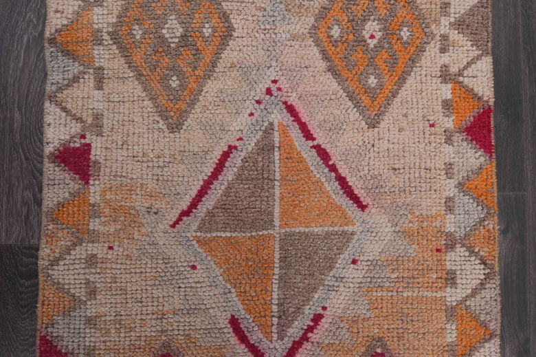 Muted Colored 1960's Vintage Runner Rug