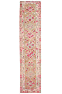 Vintage Pink Oushak Runner Rug - Thumbnail