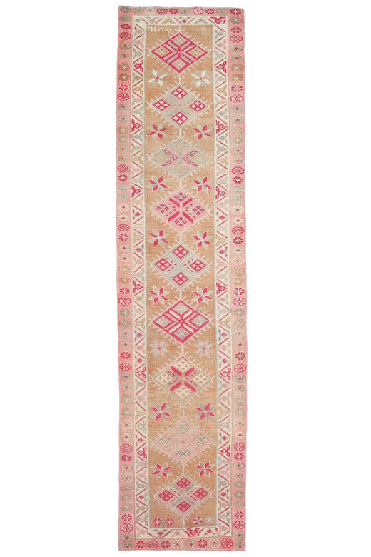 Vintage Pink Oushak Runner Rug