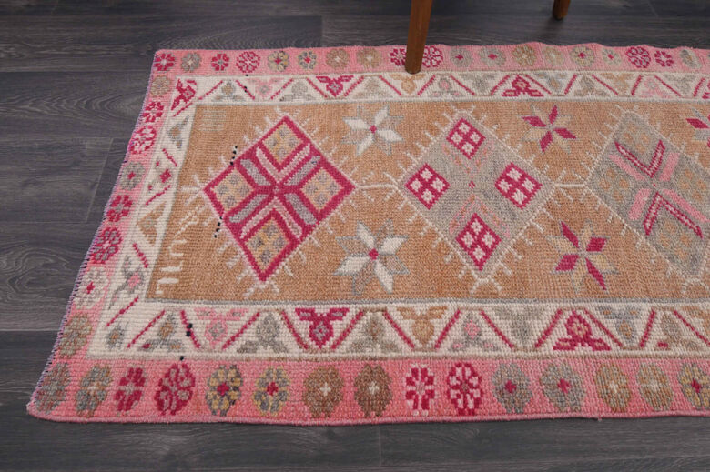 Vintage Pink Oushak Runner Rug