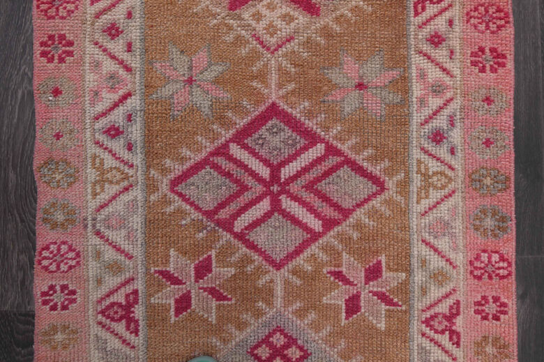 Vintage Pink Oushak Runner Rug