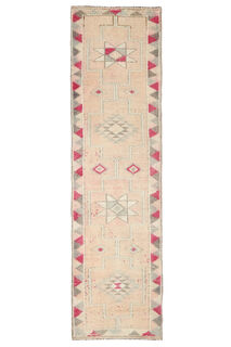 Soft Pink Oushak Runner Rug - Thumbnail