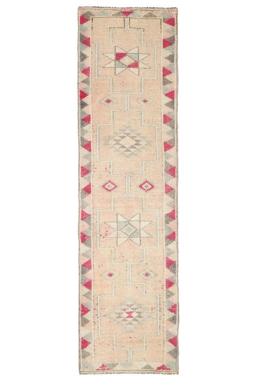 Soft Pink Oushak Runner Rug