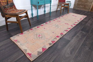 Soft Pink Oushak Runner Rug - Thumbnail