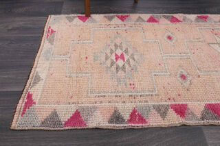 Soft Pink Oushak Runner Rug - Thumbnail