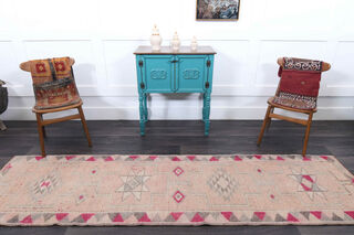 Soft Pink Oushak Runner Rug - Thumbnail