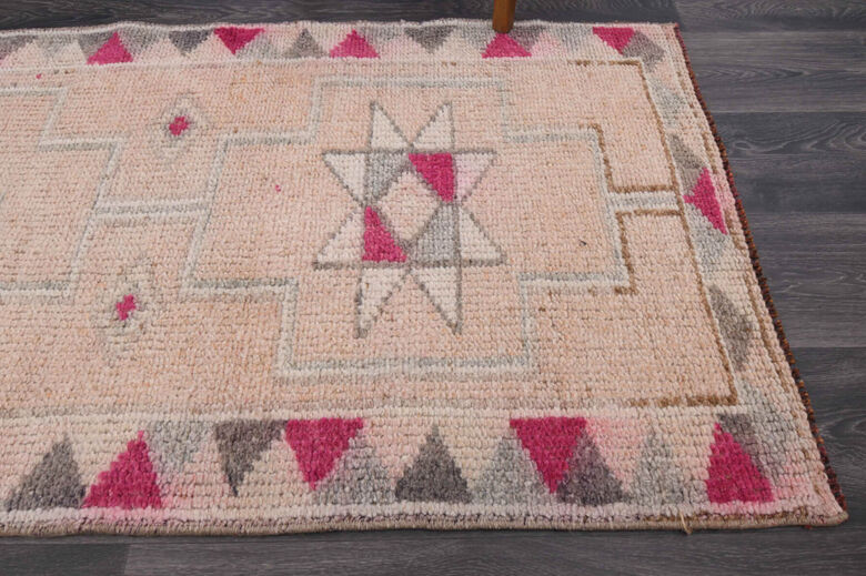 Soft Pink Oushak Runner Rug