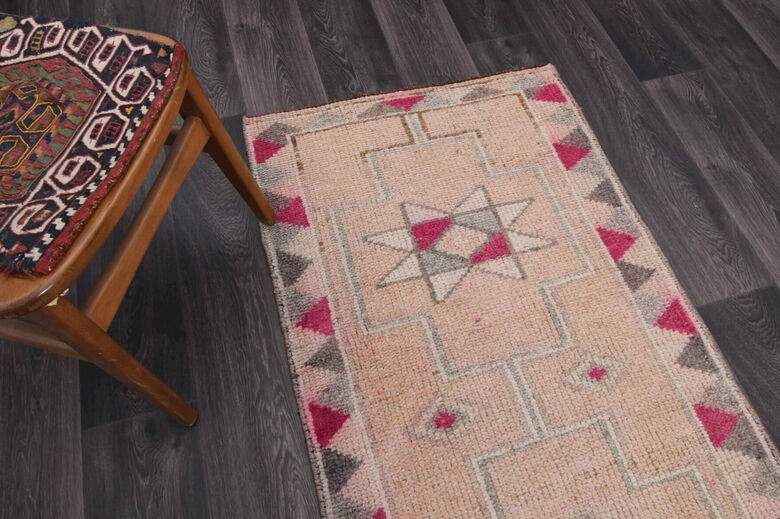 Soft Pink Oushak Runner Rug