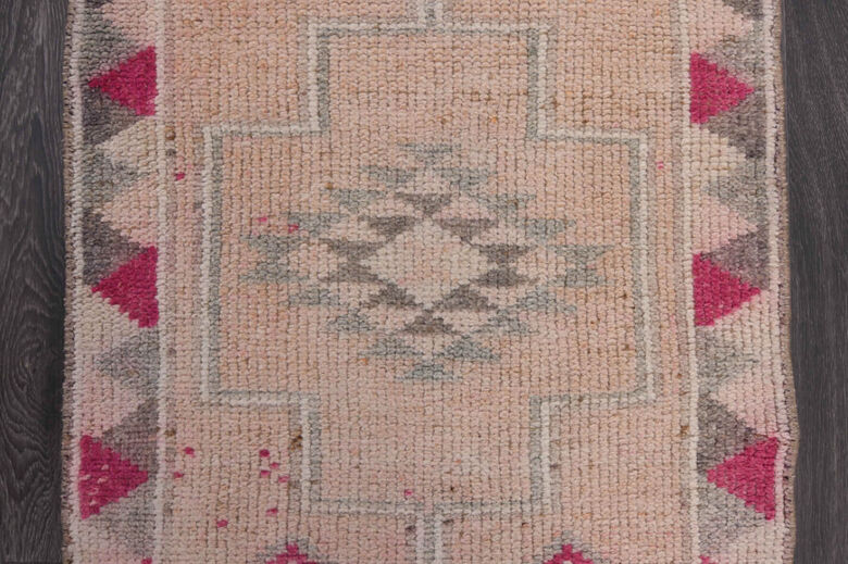 Soft Pink Oushak Runner Rug