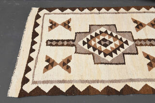 Hand-Knotted White Vintage Rug Runner - Thumbnail